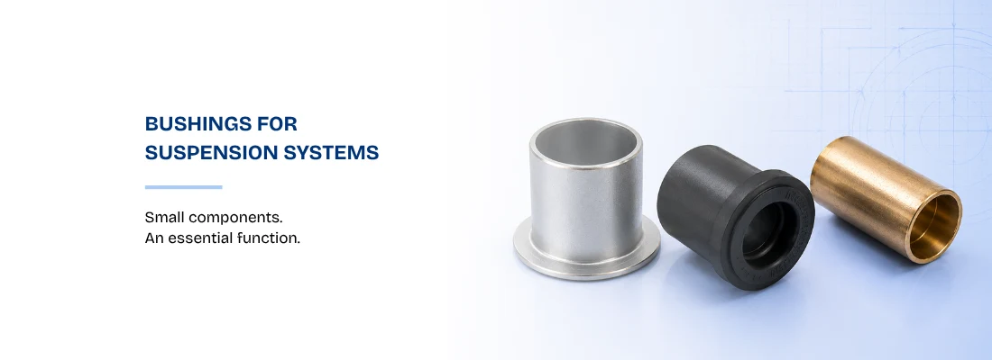 Eurospring steel, rubber and bronze bushings for commercial and heavy-duty vehicle suspension systems