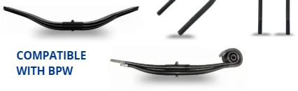 EuroSpring suspension components compatible with BPW applications including leaf springs and U-bolts for commercial vehicles.