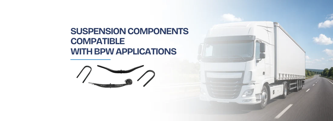 EuroSpring suspension components compatible with BPW applications including leaf springs and U-bolts for commercial vehicles.