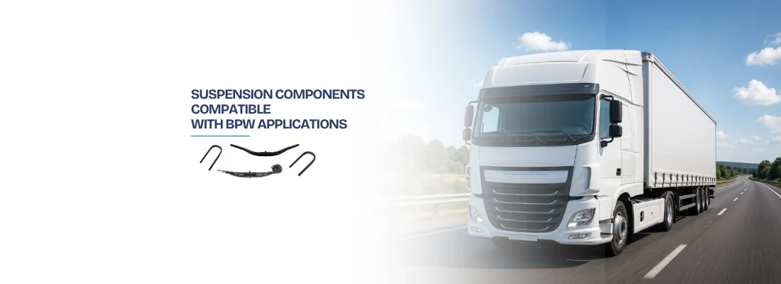 EuroSpring suspension components compatible with BPW applications including leaf springs and U-bolts for commercial vehicles.